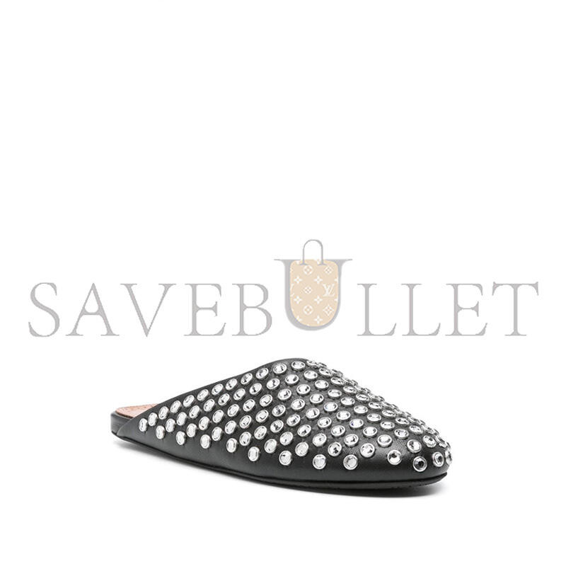 A1a1a CRYSTAL-EMBELLISHED LEATHER MULES
